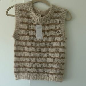 Striped Knit Sleeveless Sweater